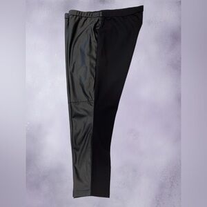 H by Halston 26W Black Faux Leather/Ponte Knit Leggings